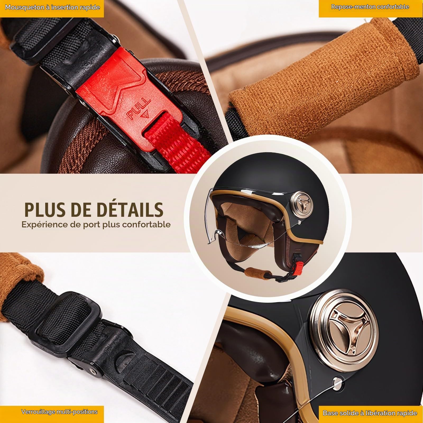 Casque De Moto Rétro 3/4, Casque De Scooter avec Visière, Casque Jet Rétro Approuvé ECE pour Hommes Et Femmes, Cyclomoteur, Moto pour Vespa, VTT, Cyclomoteur 10