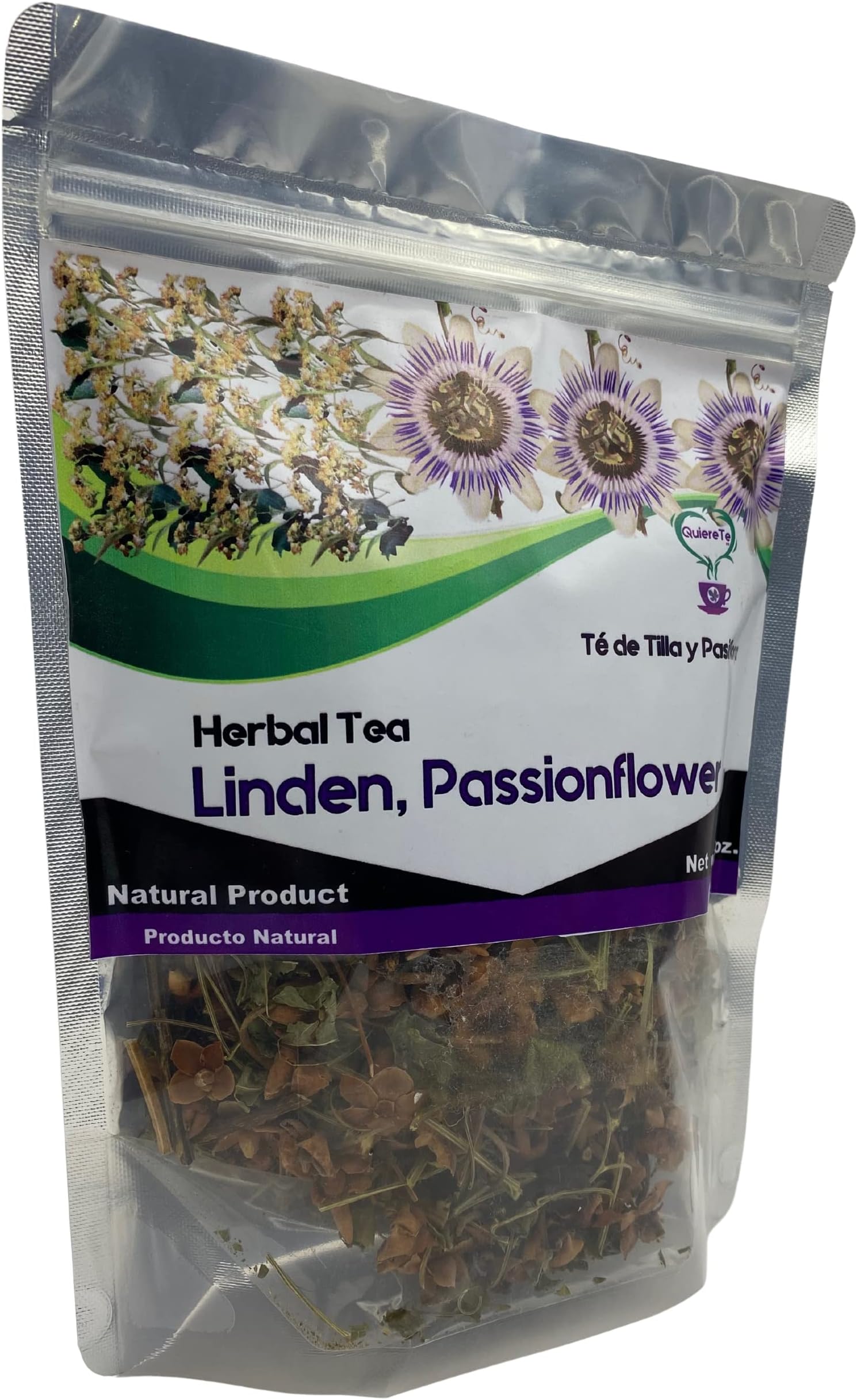 Pasiflora Tila Tea Linden Passionflower Tea, Quiere Te, Herbal Mix, 5.3 oz (150 grams), Up to 100 Cups, Passiflora Incarnata, Resealable Bag, Product From Mexico, 100% Natural, Infusion Herbal Tea