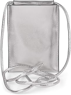 Borsa a tracolla per cellulare da donna in metallo, borsa a tracolla, borsa portacellulare, mini borsa 02012307, colore:Argento