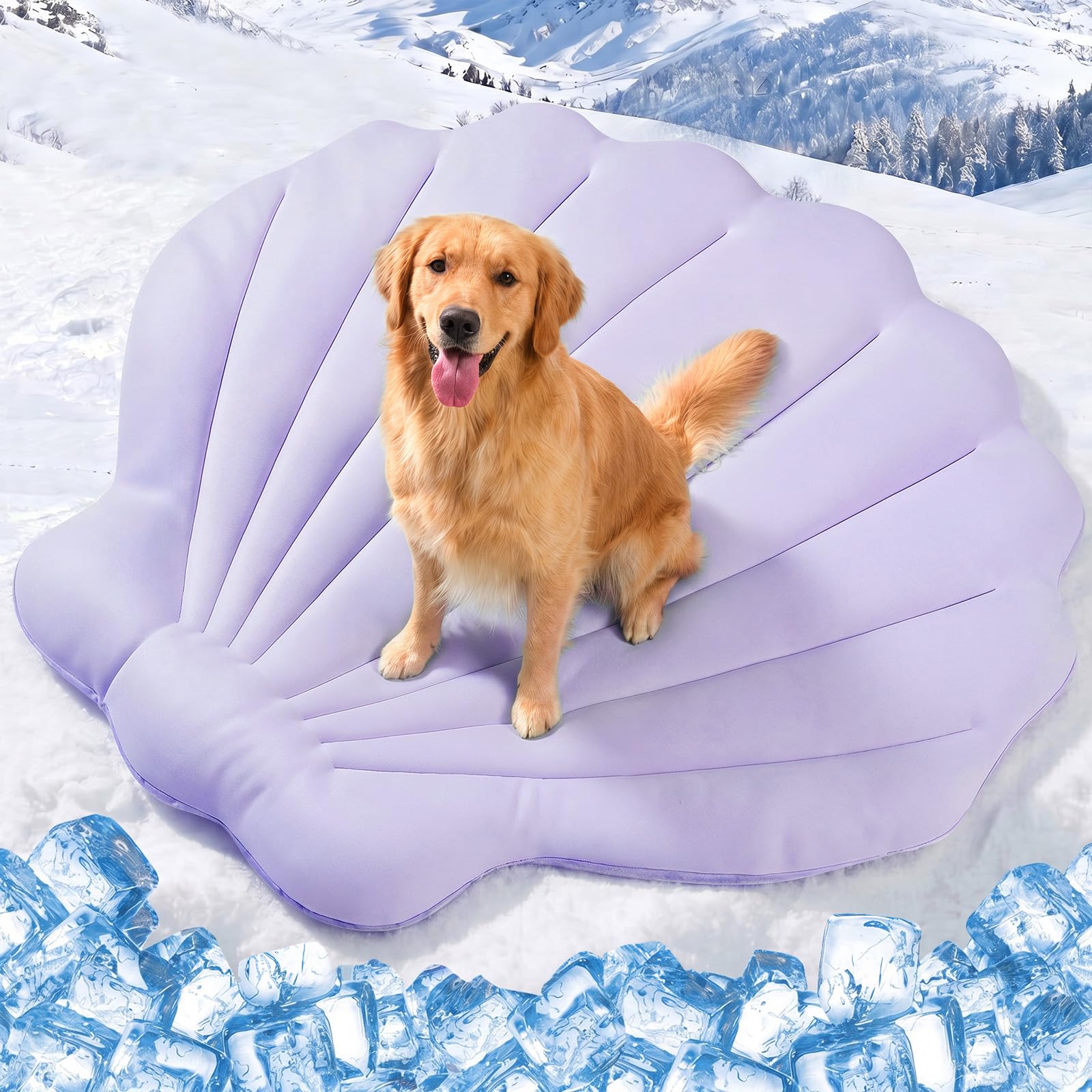 Tapis Rafraîchissant pour Chien 120 × 120 cm Grand, Q-Max>0,5 Tapis Auto-Refroidissant, Double Face Frais & Chaud pour Été, Cage, Lavable en Machine, Lit Frais Chat, sans Gel, Macaron Violet
