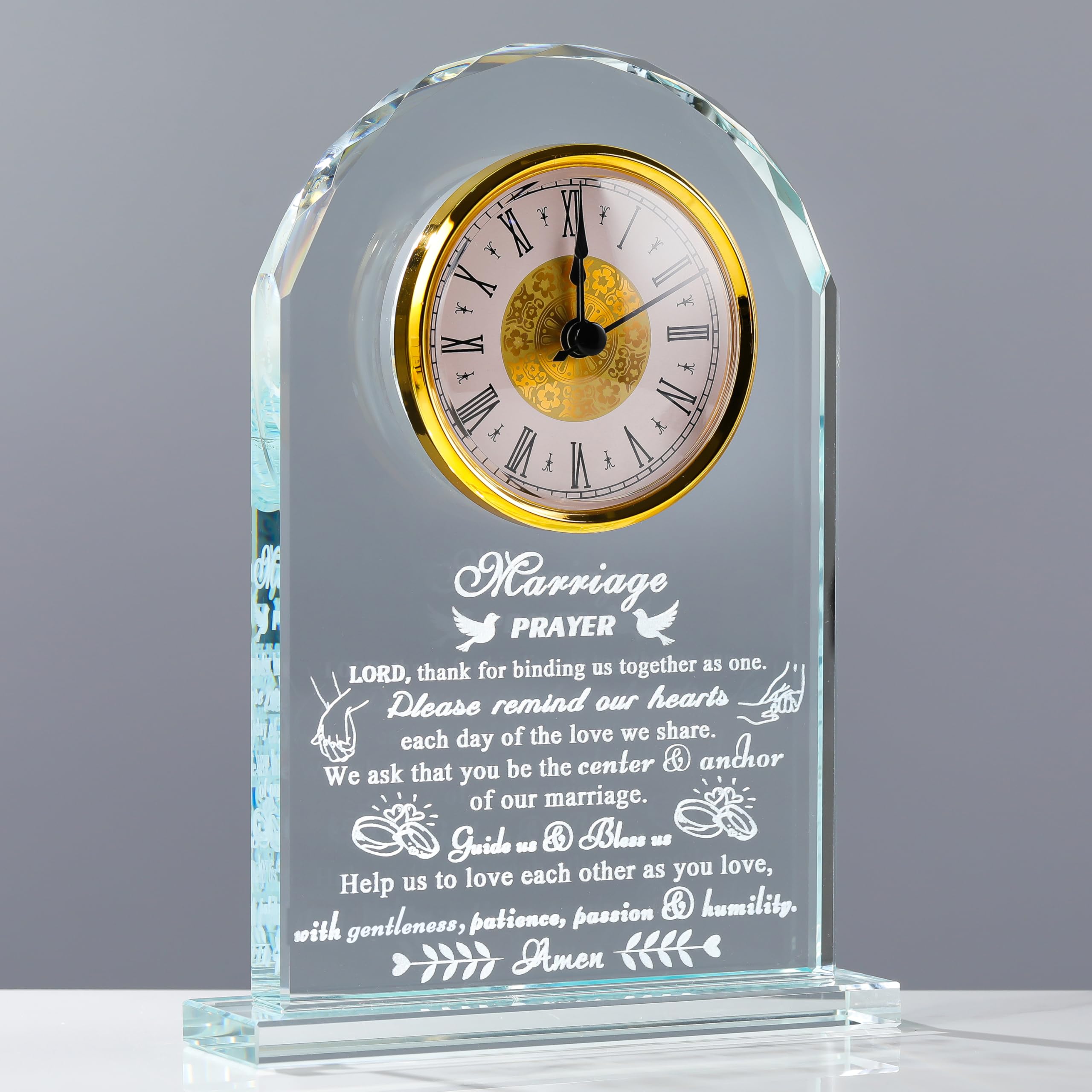 Movdyka Crystal Clock with Wedding Prayer