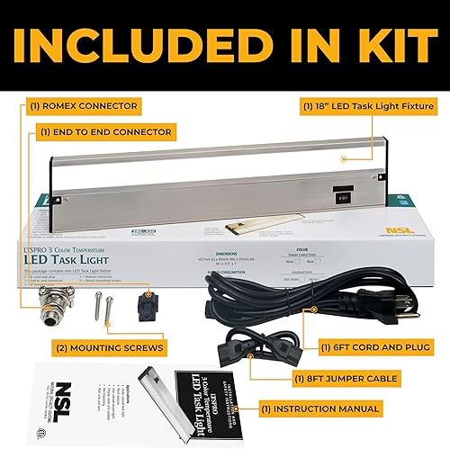 Miniatura 3 de Iluminación led NSL para debajo del gabinete, instalación regulable con conexión directa o enchufe, interruptor deslizable de temperatura de 3