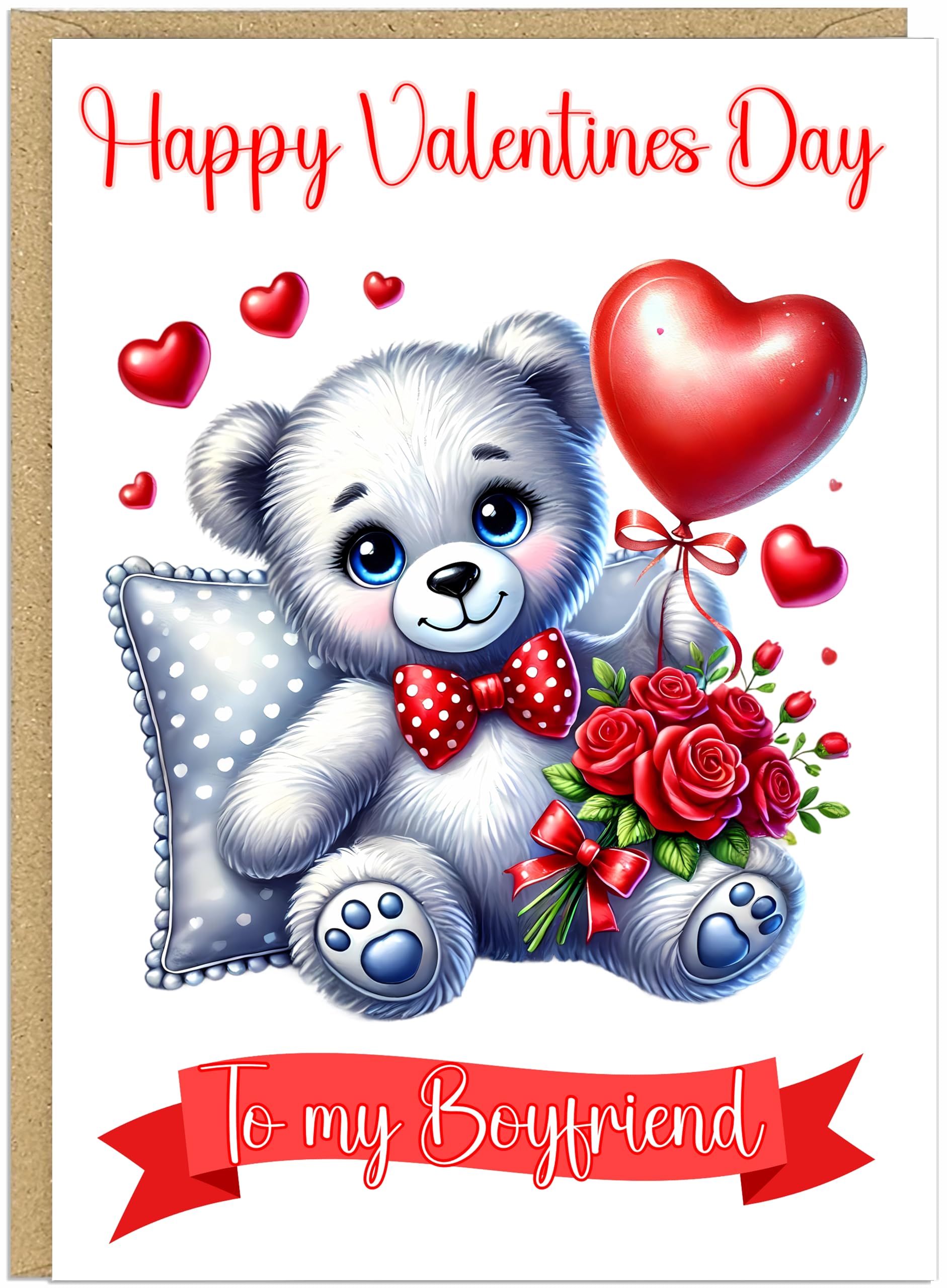 Personalised Cute Sentimental Animal Valentines Day Cards for Couples - Custom Own Name Girlfriend Boyfriend Wife Husband Fiancee - Love Bug and More Designs! (Teddy)