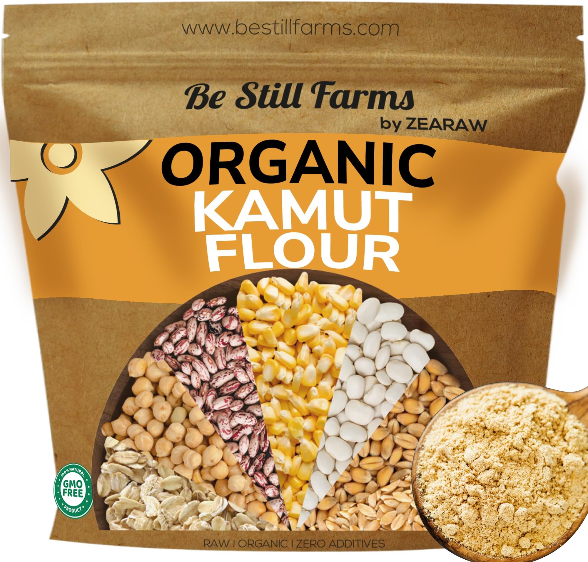 Kamut Flour Organic Bulk - Bread Flour for Baking (4.8 lb) Khorasan - Organic Whole Wheat Flour Unbleached - High in Fiber | USA Grown | USDA Certified | Vegan | Non-GMO