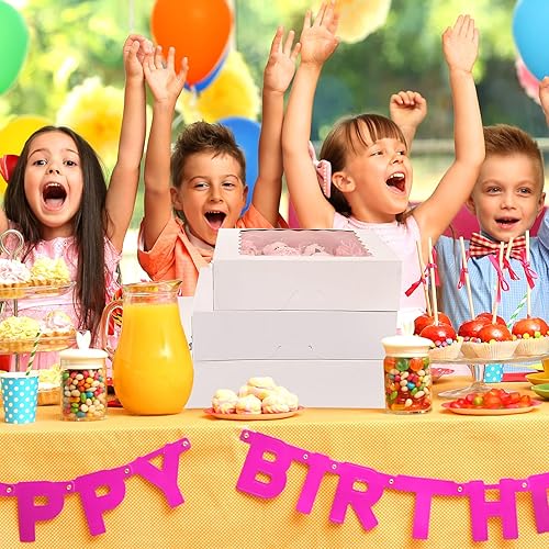 Miniatura 6 de Paquete de 20 cajas para tartas con ventana, 9 x 9 x 2.5 pulgadas, cajas de galletas emergentes automáticas, cajas blancas de panadería para