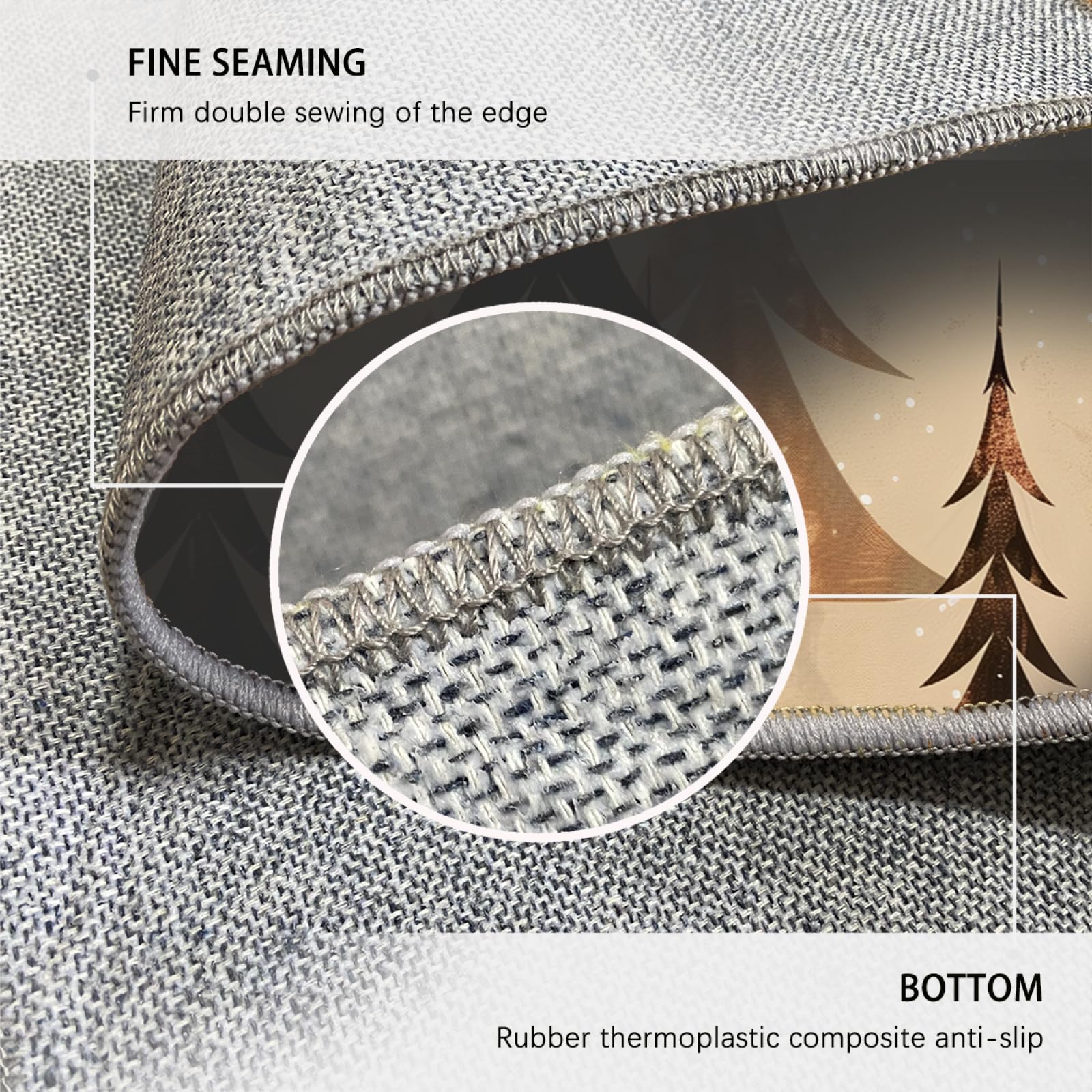 Alfombra de área de Estilo nórdico para Dormitorio Alfombra temática navideña de Pelo bajo Bosque de Pino Alce alfombras de patrón para Chimenea de Sala de Estar 180x280cm