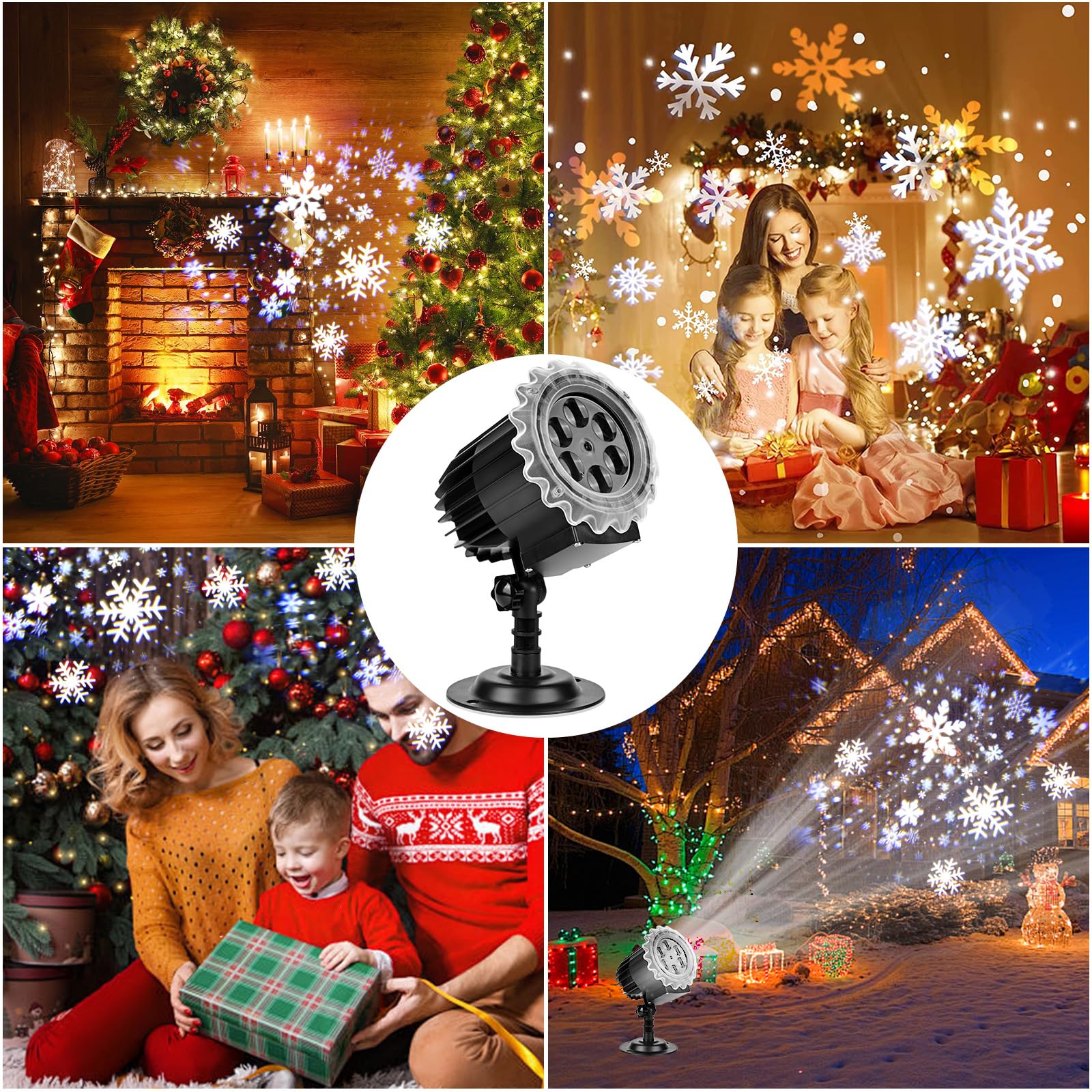 ZWOOS Snowflake Lampy projektorowe na zewnątrz, 9W Super Bright, Lampa z opadami śniegu Projekcja światła nocnego, Świąteczne światła projektora LED Wodoodporne na Boże Narodzenie, Halloween, wesele
