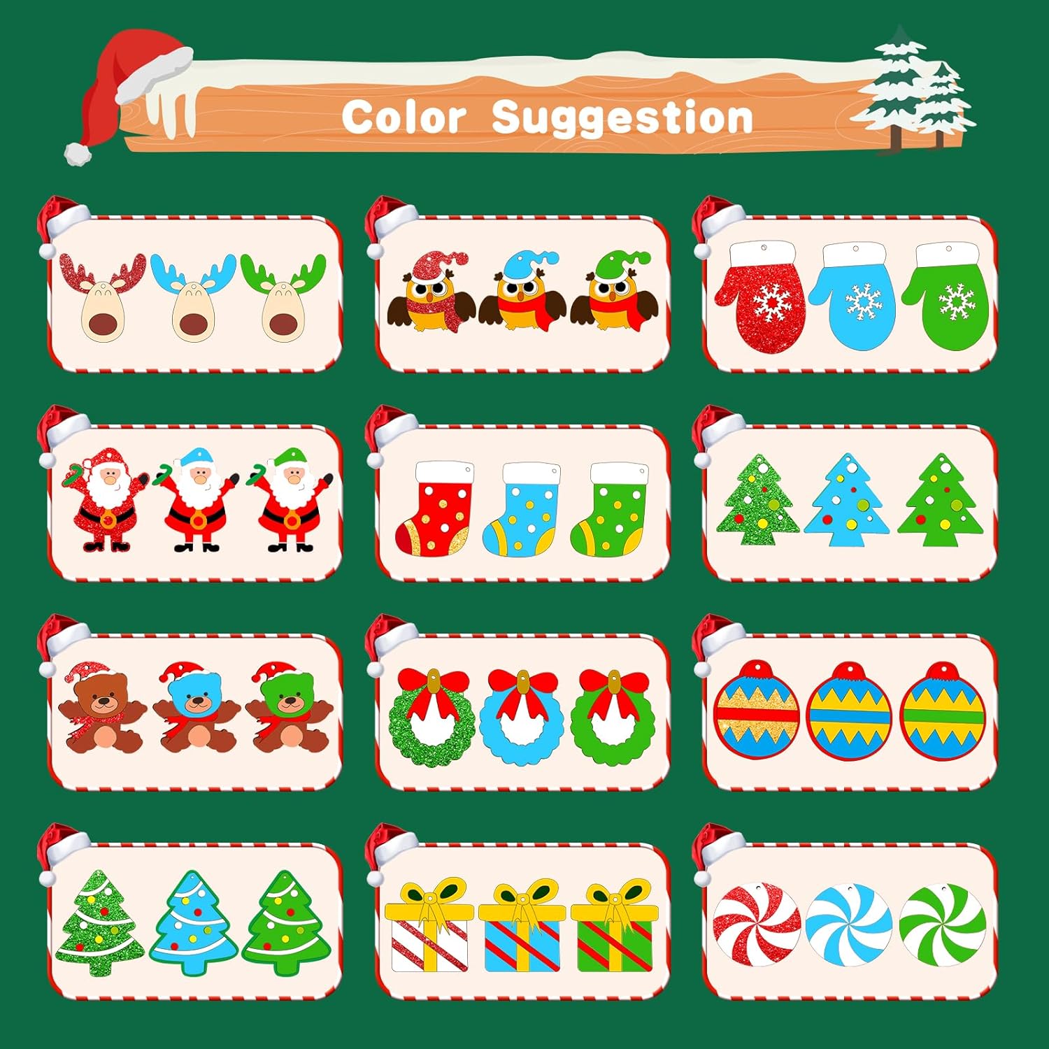 OCHIDO 36 Pcs Wooden Christmas Ornaments for Hanging Decorations,12 Styles Unfinished Wooden Slices with Holes for Paintable Crafts,Kid DIY Craft Gift Toys with Paint Set for Girls and Boys Ages 5-12
