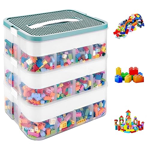 JMIATRY Boite Rangement Plastique pour Lego 30.5x23x12.5CM, 3 Couches Boite