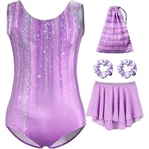 MOLLDAN Girls Gymnastics Leotards Tumbling Outfits Ballet Dance Dress with Removable Skirt Storage Bag