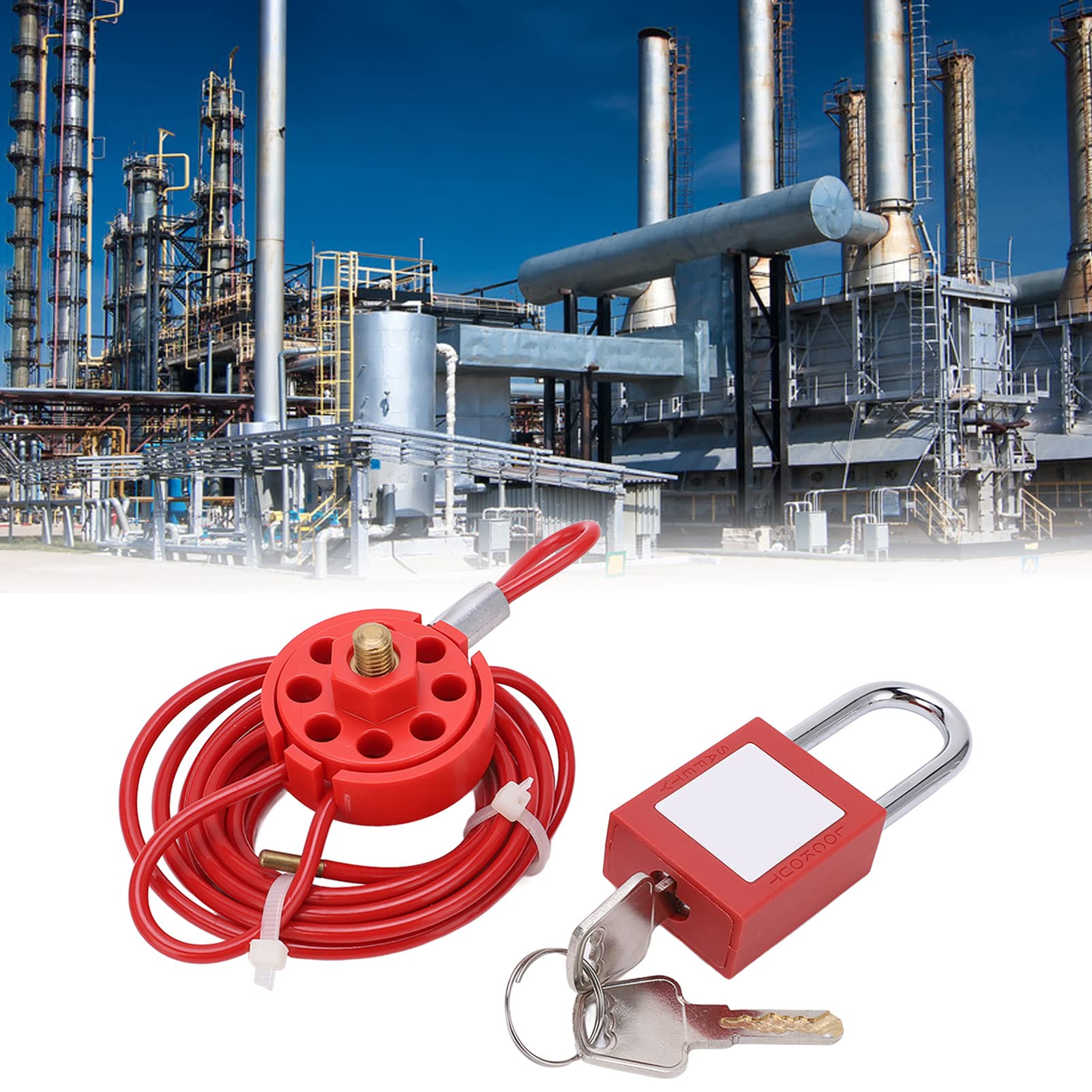 Lockout Tagout Cable Lock, Adjustable Cable Lock, Steel Safety Cable Padlock, Wide Application Steel Cable Lock for Lock Out Tag Out