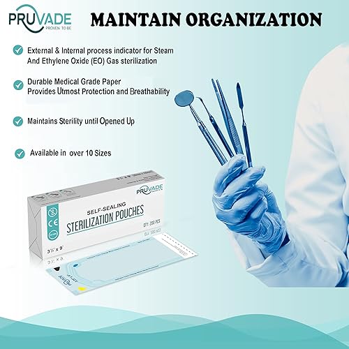 Miniatura 8 de Bolsas de esterilización – Paquete de 200 bolsas esterilizadoras de 3.5 x 10 pulgadas para consultorios dentales – Bolsa de esterilización