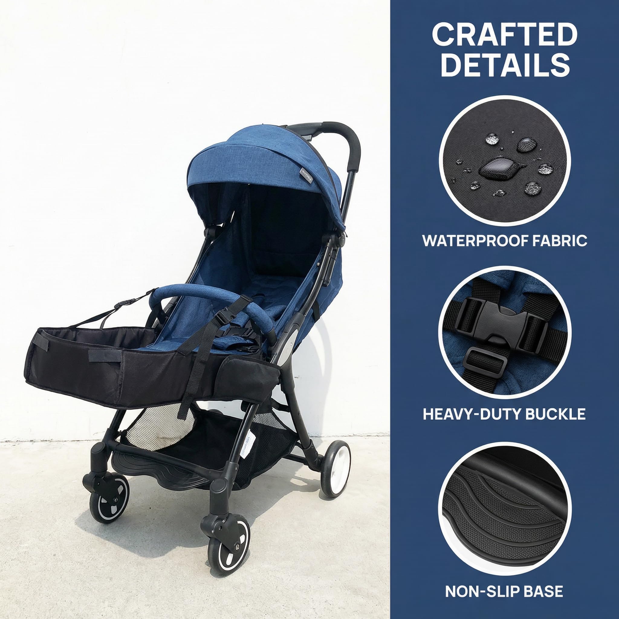 Universal Kinderwagen Fußstütze Verlängerung 50x30 cm - Ergonomische Beinstütze für Kinderwagen mit Armlehnen - Einfach Montiert in 30 Sekunden - Maximierter Komfort für Babys bis 15 kg