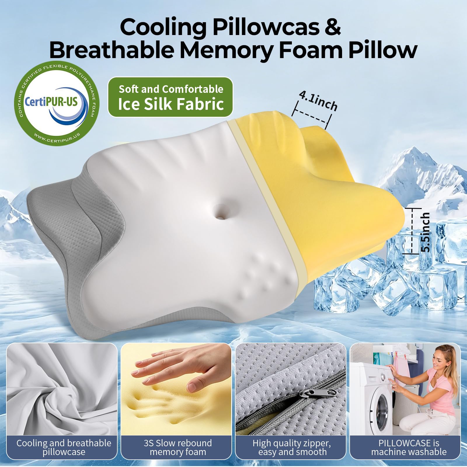 The Best Ergonomic Memory Foam Pillows in 2026 3 Ylekto Cervical Neck Pillow for Pain Relief - Contour Memory Foam Pillows for Sl - product photo