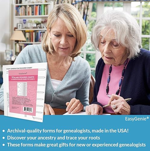 Miniatura 4 de 10 Gráficos de pedigrí en blanco para genealogistas (8 generaciones256 nombres por formulario) por EasyGenie