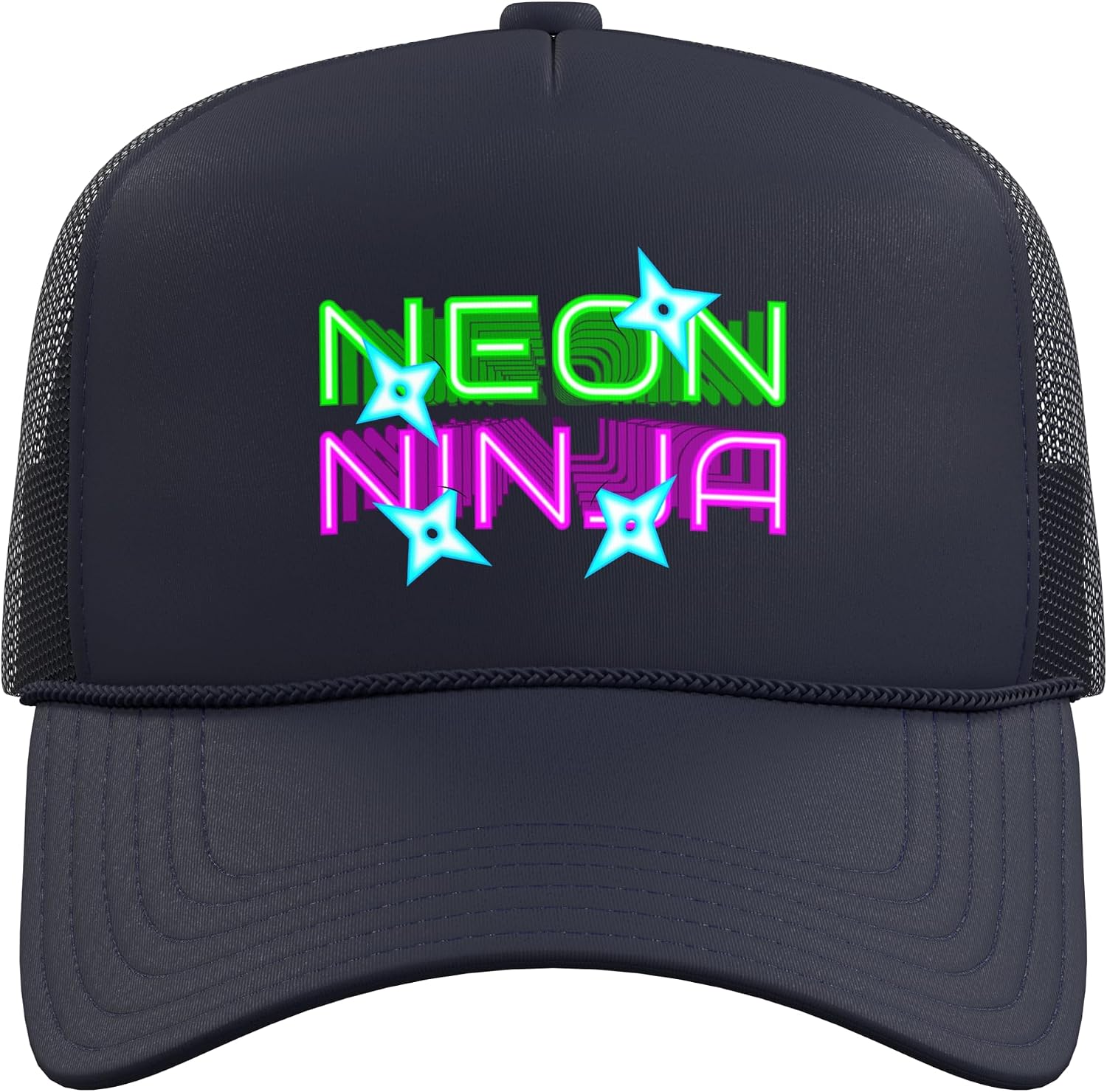 Neon Ninja I Electronic Raver Music DJ Festival Rave Trucker Hat with Adjustable Mesh Back image 2