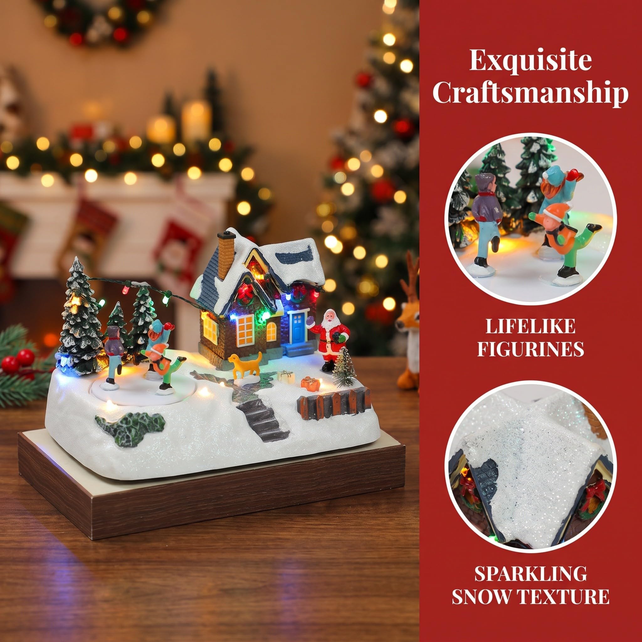 Miniatura Casa Villaggio Neve Natalizio in Resina Luminosa
