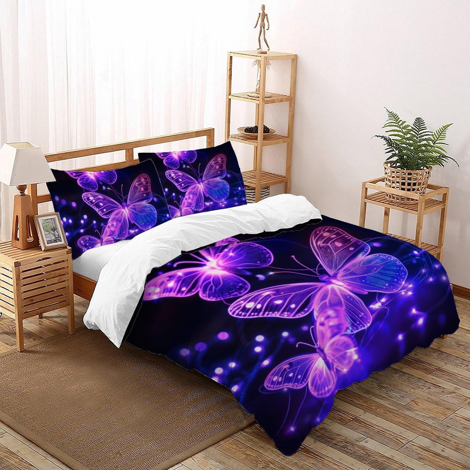Housses de couette papillon 3D pour la chambre d'enfant lit double 200x200