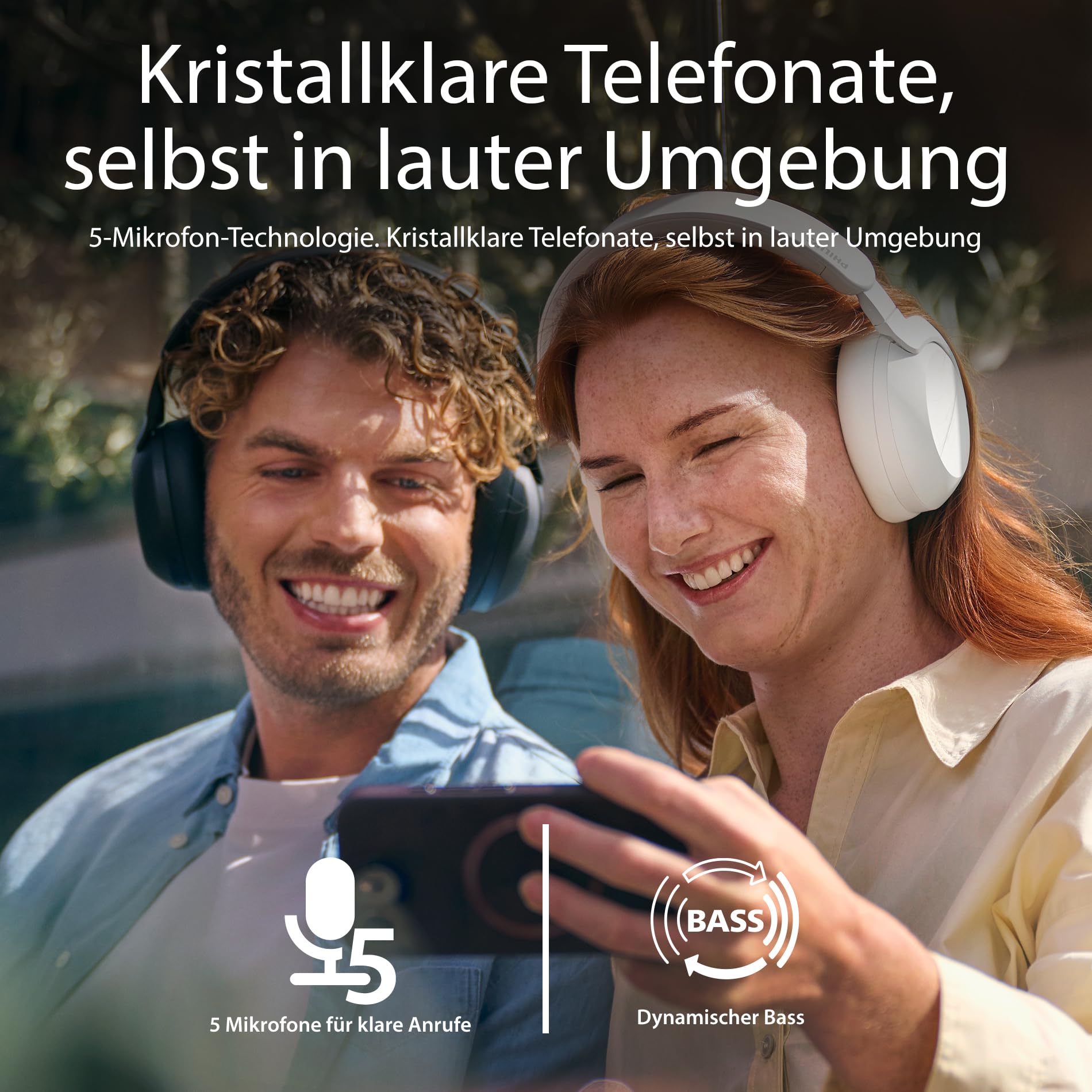 Philips TAH8000EBK/00 kabellose ohraufliegende Bluetooth-Kopfhörer – Geräuschunterdrückung, 70 Stunden Wiedergabezeit, mit Sprachassistent kompatibel, ideal für Reisen – Schwarz