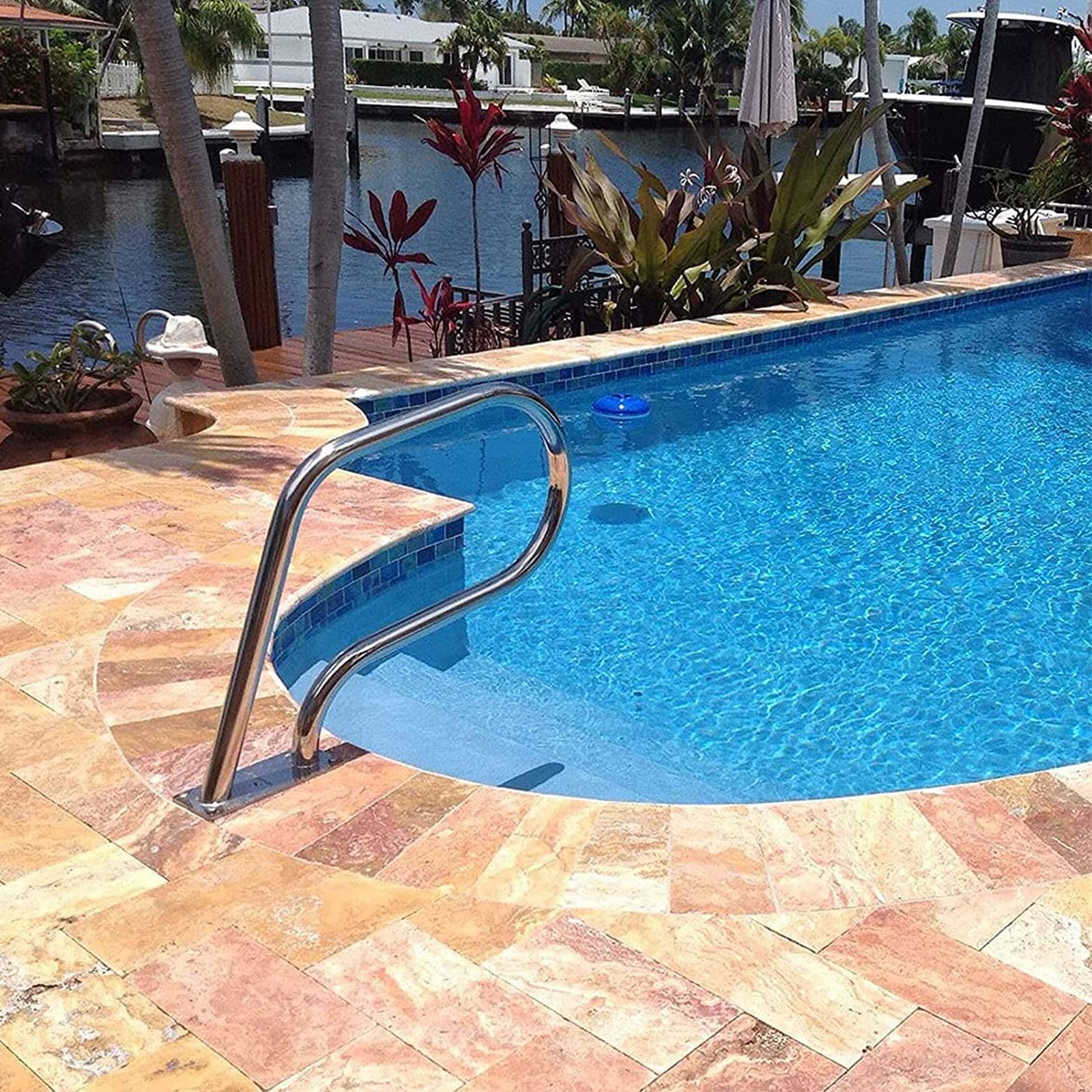 Rampe de piscine 32x22 d'escalier en acier inoxydable pour accès de bassin sécurisé