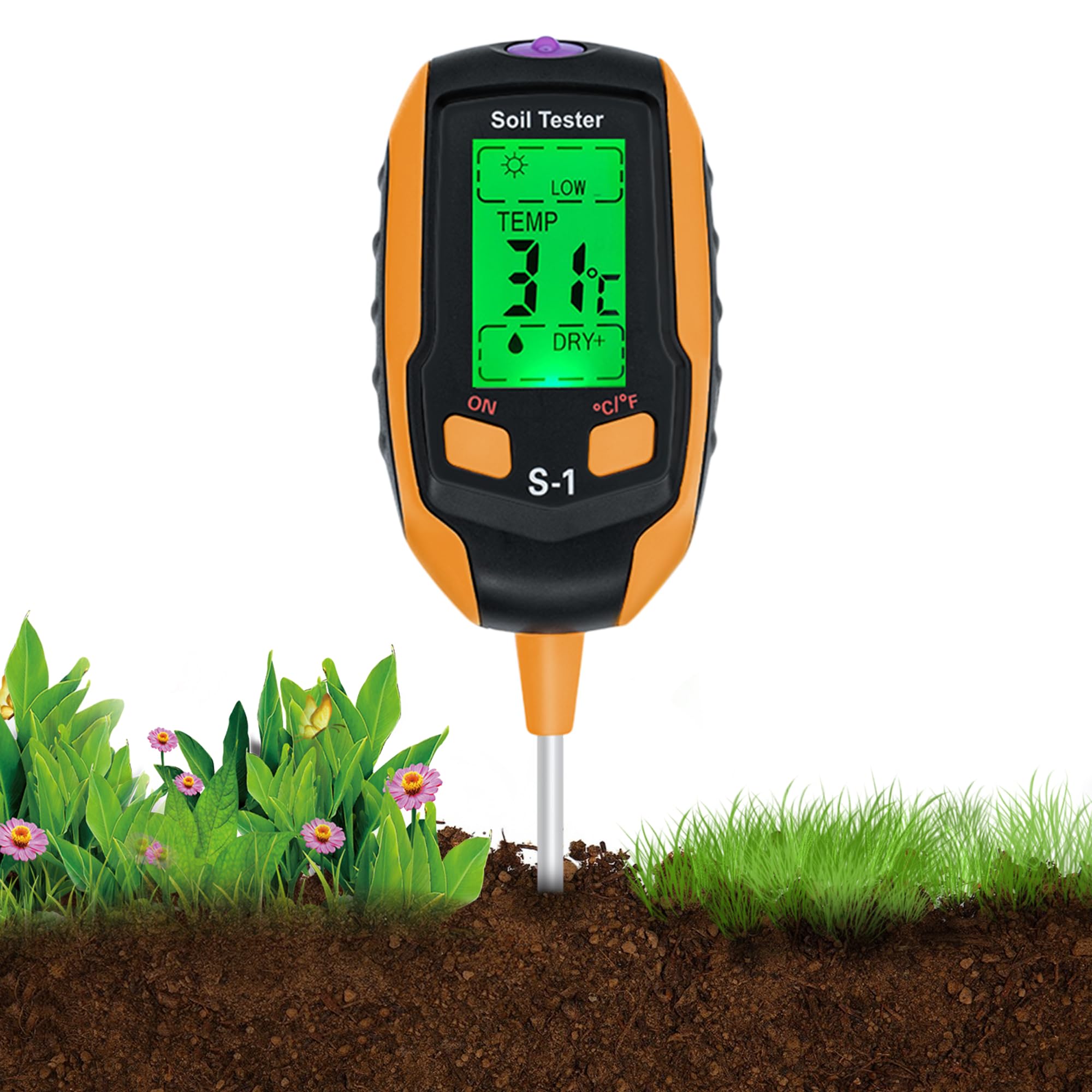 Medidor De Suelo 4 En 1 Sonkir - PH, Humedad, Luz Y Temperatura, Para Plantas De Jardín