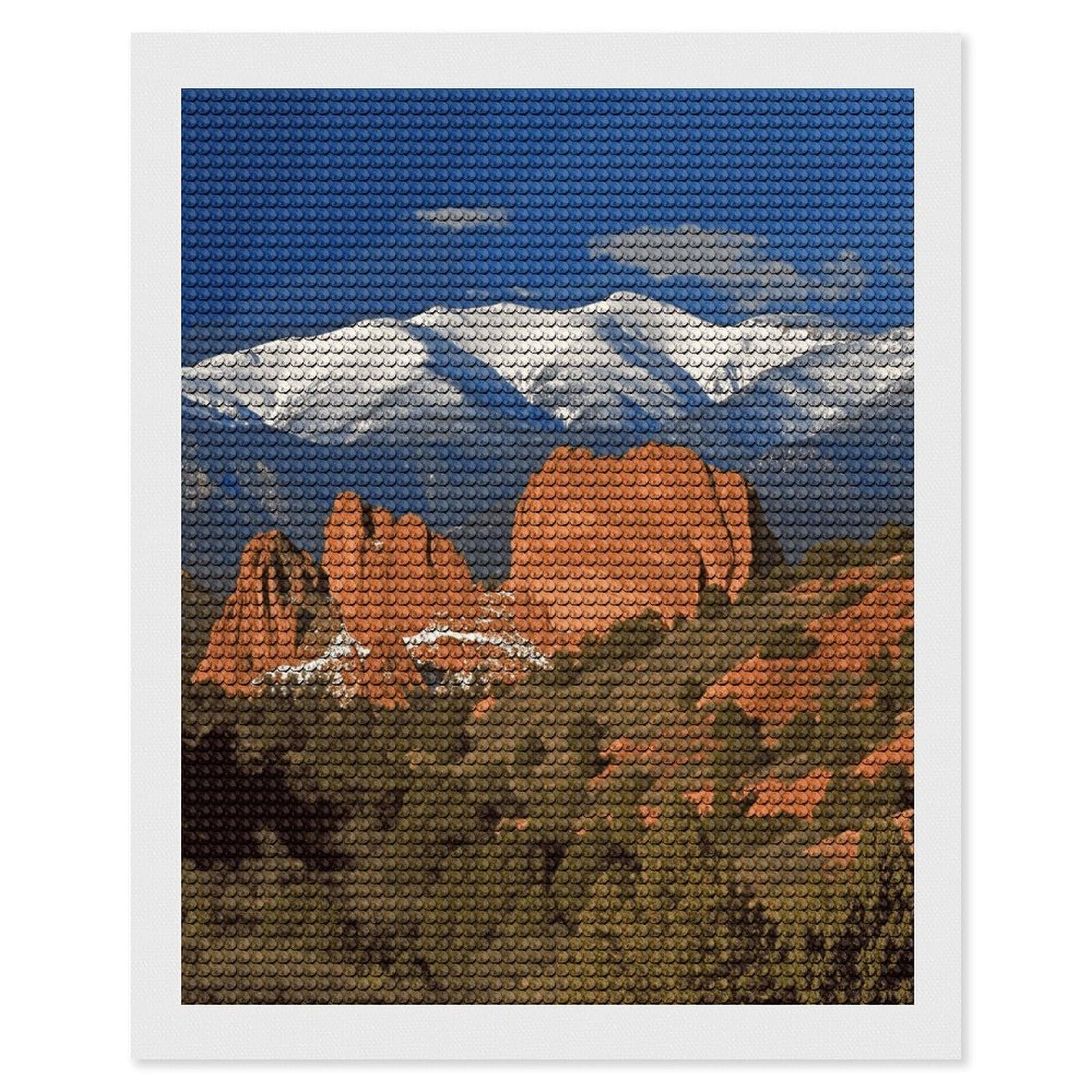 FekiLoot Pikes Peak Colorado Paint by Numbers Kit for Adults Beginner DIY Diamond Dots Paintings Round Full Drill Diamond Art Kits Picture Diamond Art Painting Kits for Home Decor 16"x20"