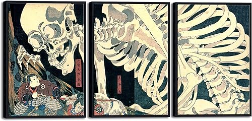 Vista 20 de Wieco Art Great Wave of Kanagawa Katsushika Hokusai 3 piezas modernas sobre lienzo estirado impresiones sobre lienzo, arte de pared para decoración