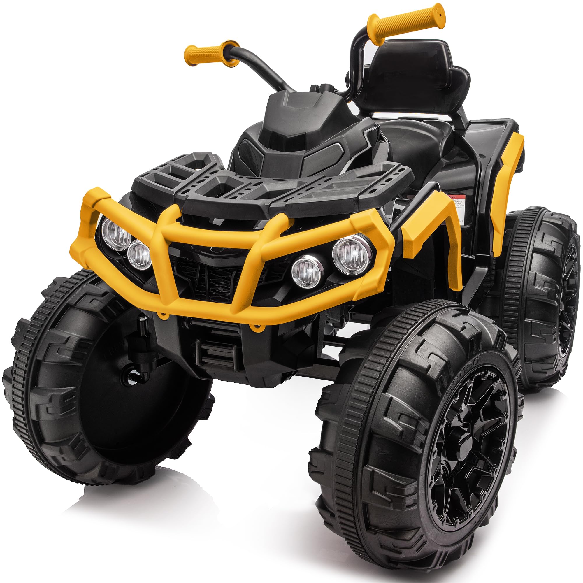 Hikiddo 24V Kids ATV 4 Wheeler, Electric ATV Four Wheeler for Big Kids w/Bluetooth, 2x200W Motors - Yellow