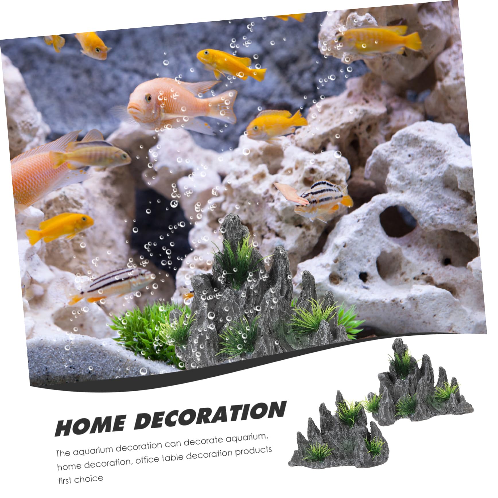 OUNONA 2 Ensembles Artisanat De Poisson en Résine Paysage D'Aquarium Rocaille en Pierre D'Aquarium pour Aménagement Paysager Accessoires De Décoration D'Aquarium 2 pièces * 2