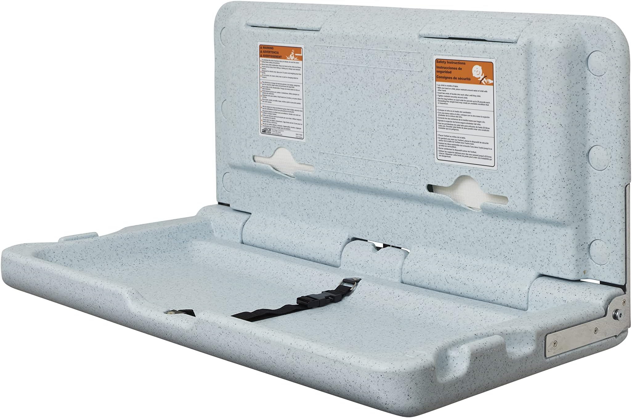 ECR4Kids Horizontal Wall-Mounted Changing Station, Baby Changer, Blue/Grey Speckled