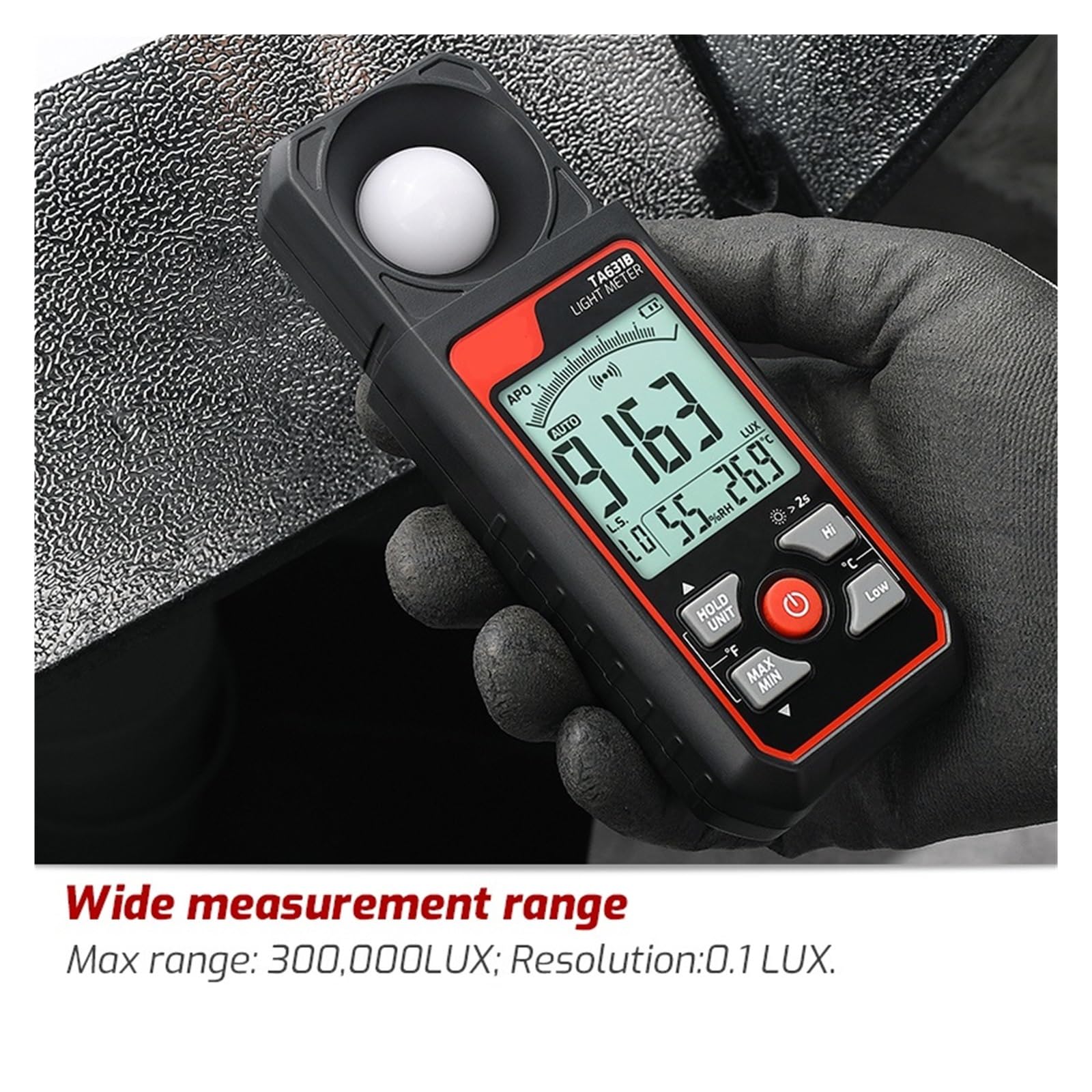 Medidor De Luz Didital TA631A TA631B, Luxómetro De Fotografía, Iluminómetro De 300000LUX, Fotómetro De Medida LX/FC, Probador Ambiental(TA631B)