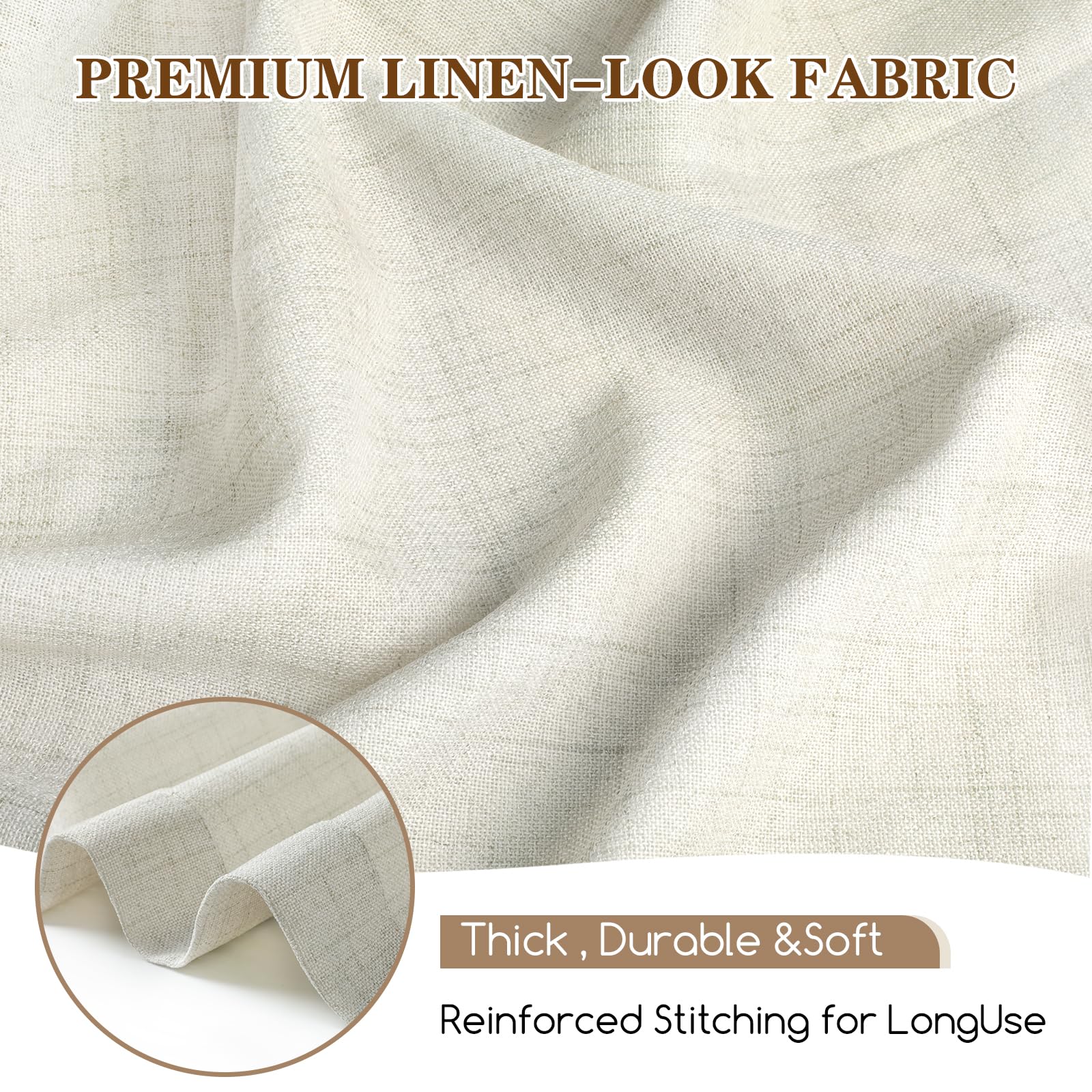 Cortinas Exterior Terraza Impermeable, 2 Piezas Lino Cortina Exterior para el sol con Anillos, Pergola Toldos Cortinas de Exteriores para Pergolas Balcon Jardin Patio Porche(132 x 215 cm, Beige) - 5