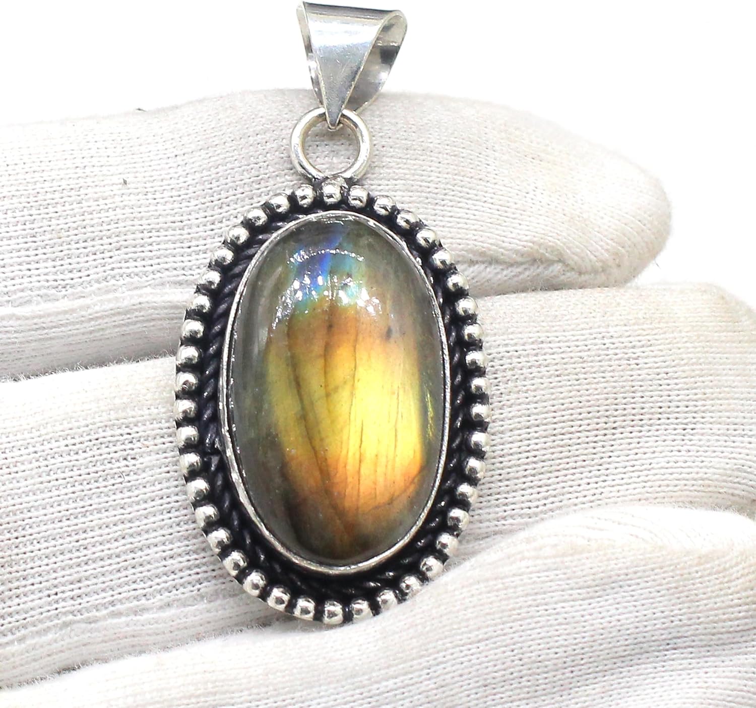 Natural Labradorite Stone Pendant 925 Sterling Silver Pendant Necklace Labradorite Gemstone Pendant Solitaire Handmade Pendant Gift For Her - Image 3