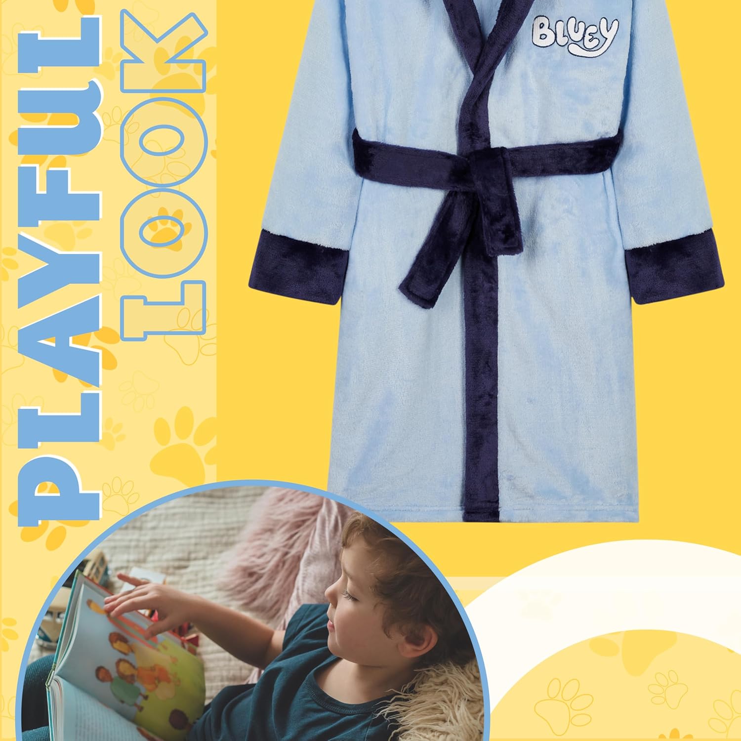 Bluey Robe for Kids, Toddlers, Sizes 18M–8Y with 3D Hood, Fleece Bathrobe, Soft Dressing Gown, Loungewear, Gifts for Girls - Image 5