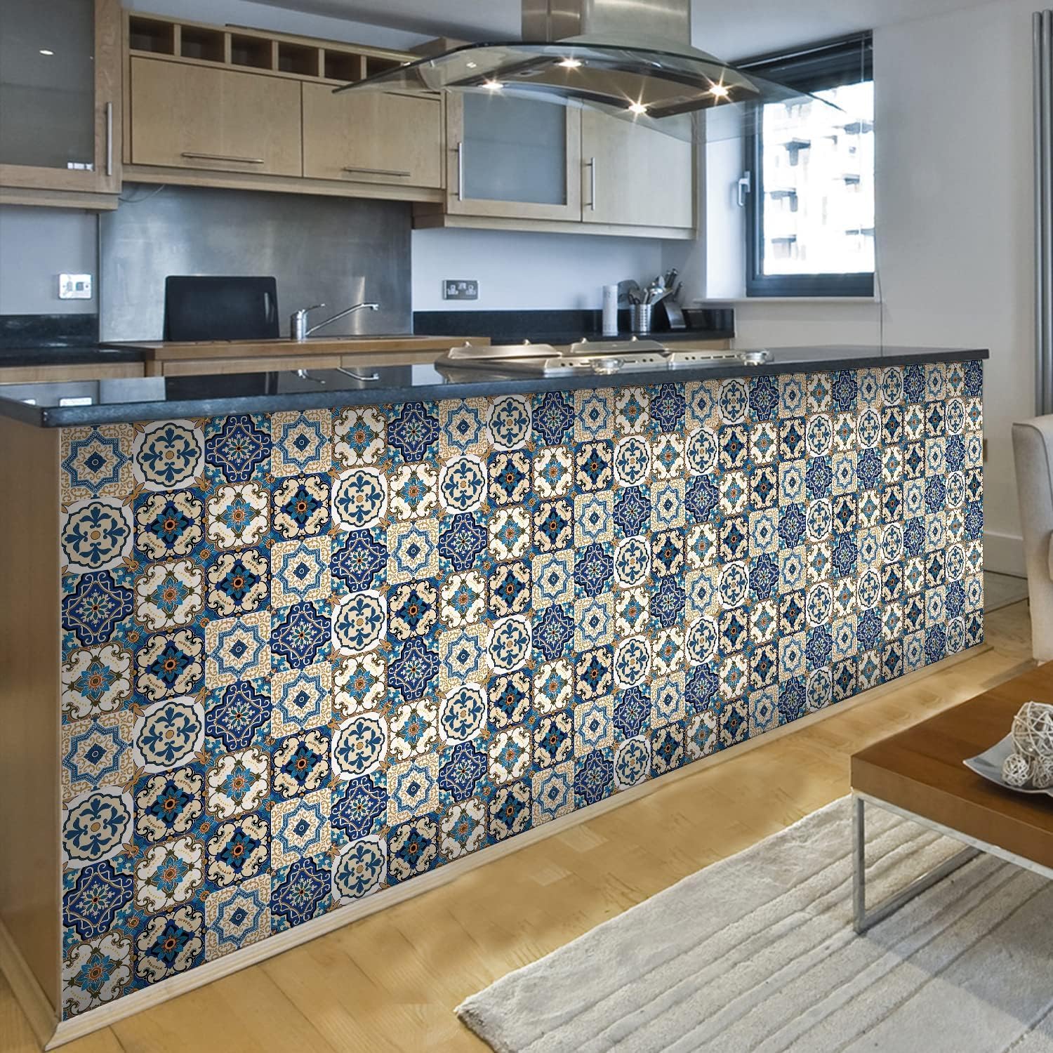 VernoCraft Moroccan Tile Stickers Peel and Stick | Waterproof Self Adhesive Wall & Floor Decor | Kitchen Backsplash, Bathroom & Furniture Sticker Roll | 60 cm x 200 cm | Pack of 1 12.92 Square feet