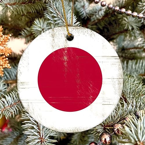 Miniatura 6 de Adorno de Navidad con bandera de Japón adorno de porcelana para decoración de árbol de Navidad recuerdo de cerámica regalos divertidos de Navidad