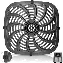 GWY Air Fryer Grill Pan for Chefman Easy View 8 Qt TurboFry 8 Qt 4-in-1 Air Fryer,Food Grade Air fryer Accessories Replacement Tray Rack Parts Grill Crisper Plate with Rubber Bumpers, Dishwasher Safe