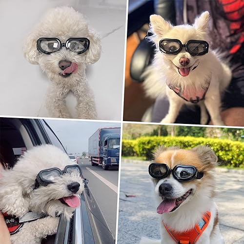 Miniatura 10 de Gafas de sol y casco para perros de raza pequeña, protección UV, protección UV, casco de motocicleta para perros pequeños, a prueba de viento y