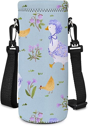 Vista 26 de AUPET botella de agua con aislamiento, botella de agua de neopreno aislado, bolsa para transportar, 500 mililitros, correa para el hombro ajustable