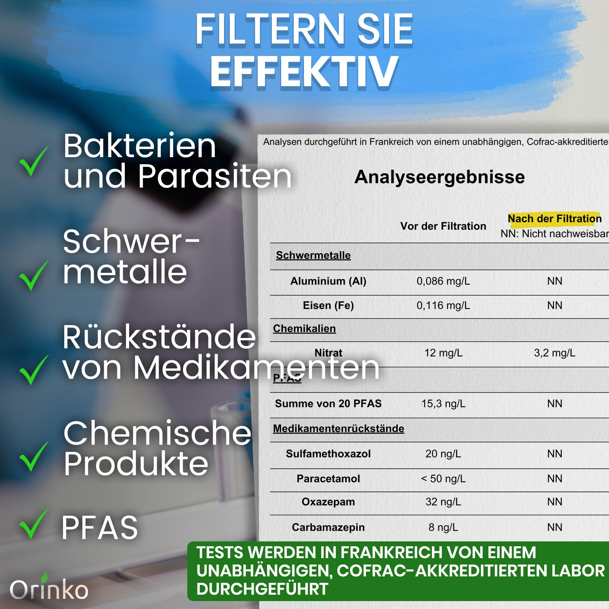 ORINKO® Kohle-Schwerkraftfilterkartusche x4 - Ersatzfilter für Berkey, Doulton und British Berkefeld - Aktivkohle Wasserfiltereinsatz für Mikroplastik-Entfernung - Kompatibel Schwerkraft-Wasserfiltern