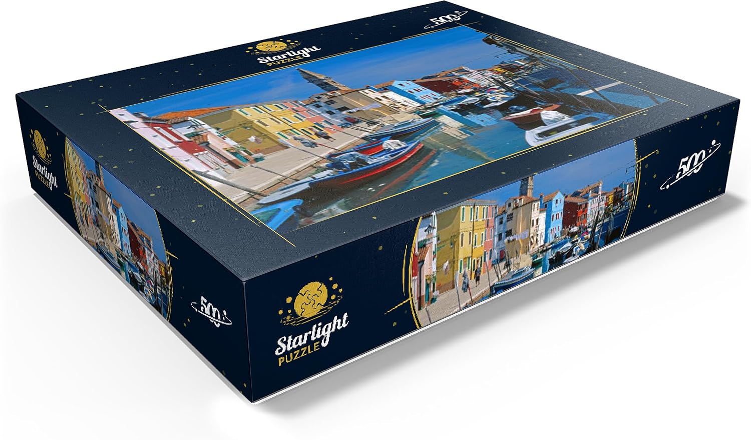MyPuzzle Canal with Parish Church, Burano Island Near Venice, Veneto, Italy - Premium 500 Piece Jigsaw Puzzle for Adults