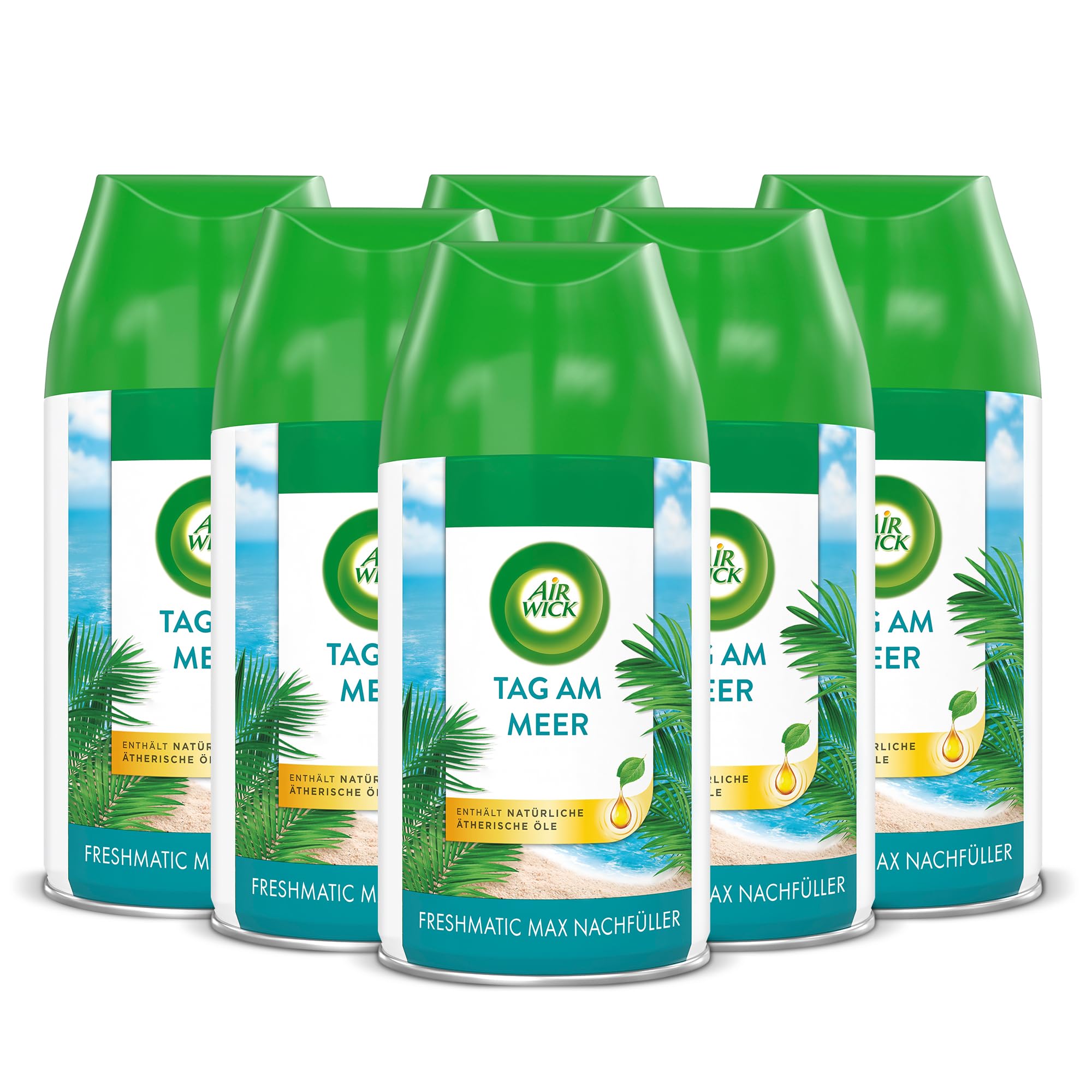 Air Wick Freshmatic Max – Nachfüller Set – Automatisches Raumspray – Raumduft Tag am Meer – 6 x 250 ml Nachfüller