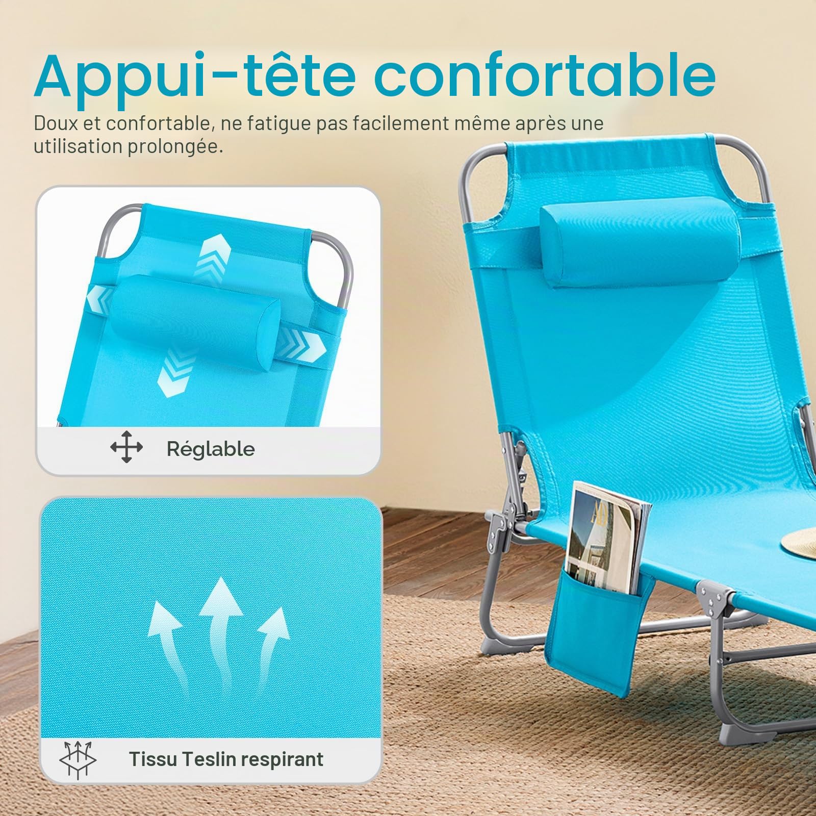 SoBuy Transat Pliable, Charge Max. 110kg 155x56x81cm Jardin