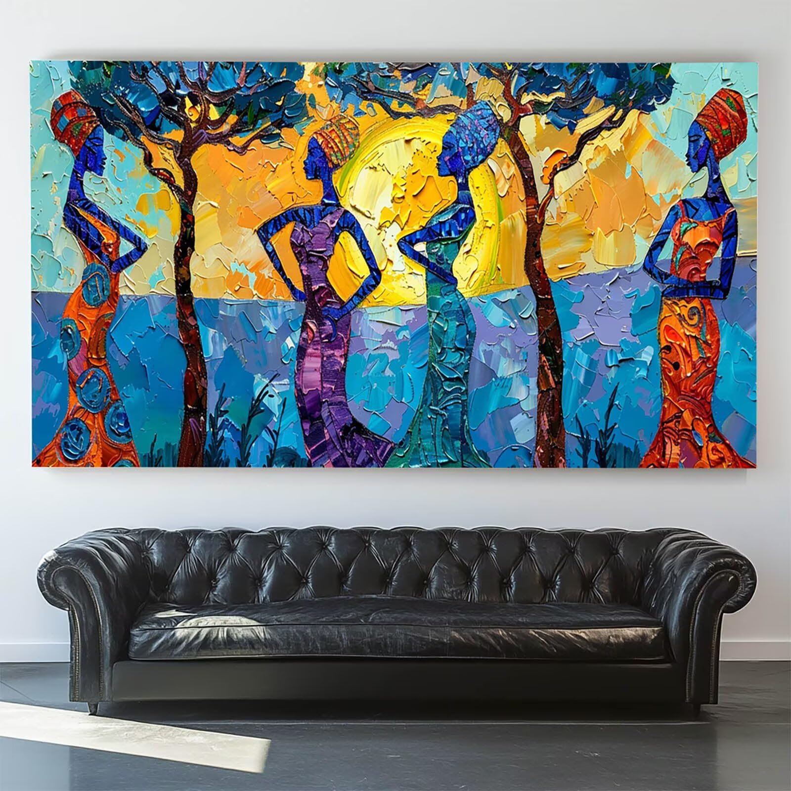 Malen nach Zahlen Erwachsene Afrikanische Frau Malen nach Zahlen ab 7 jahre Mädchen Landschaft Kreativ set für Erwachsene mit Leinwand Acrylfarben set und Pinsel, Bastelset zum Bemalen 80X160cm 7-4-5