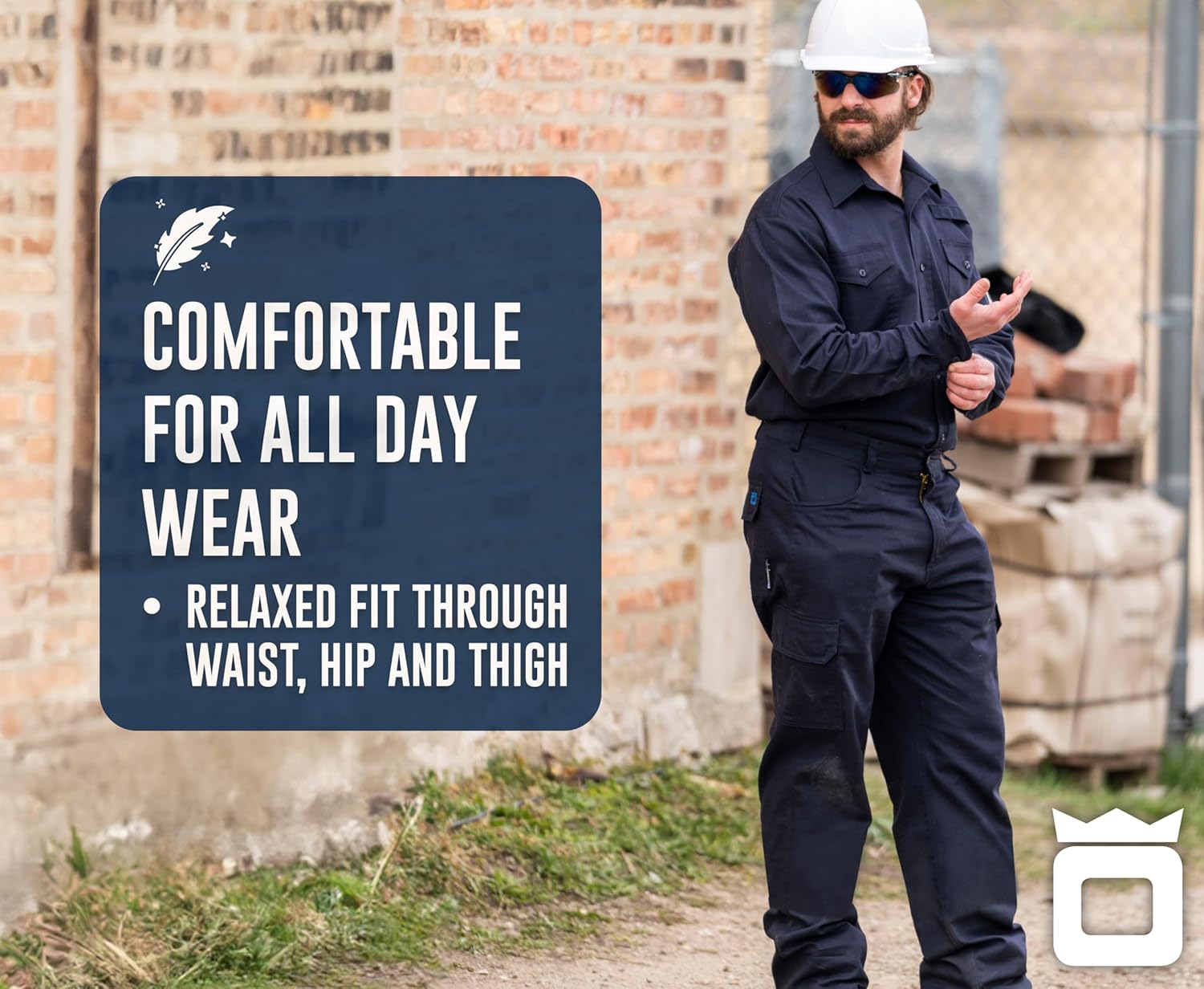 Oberon FR Arc Rated Hi Vis Safety Cargo Pants for Men - Flame Resistant & Reflective - 10 Cal - Pockets - Navy