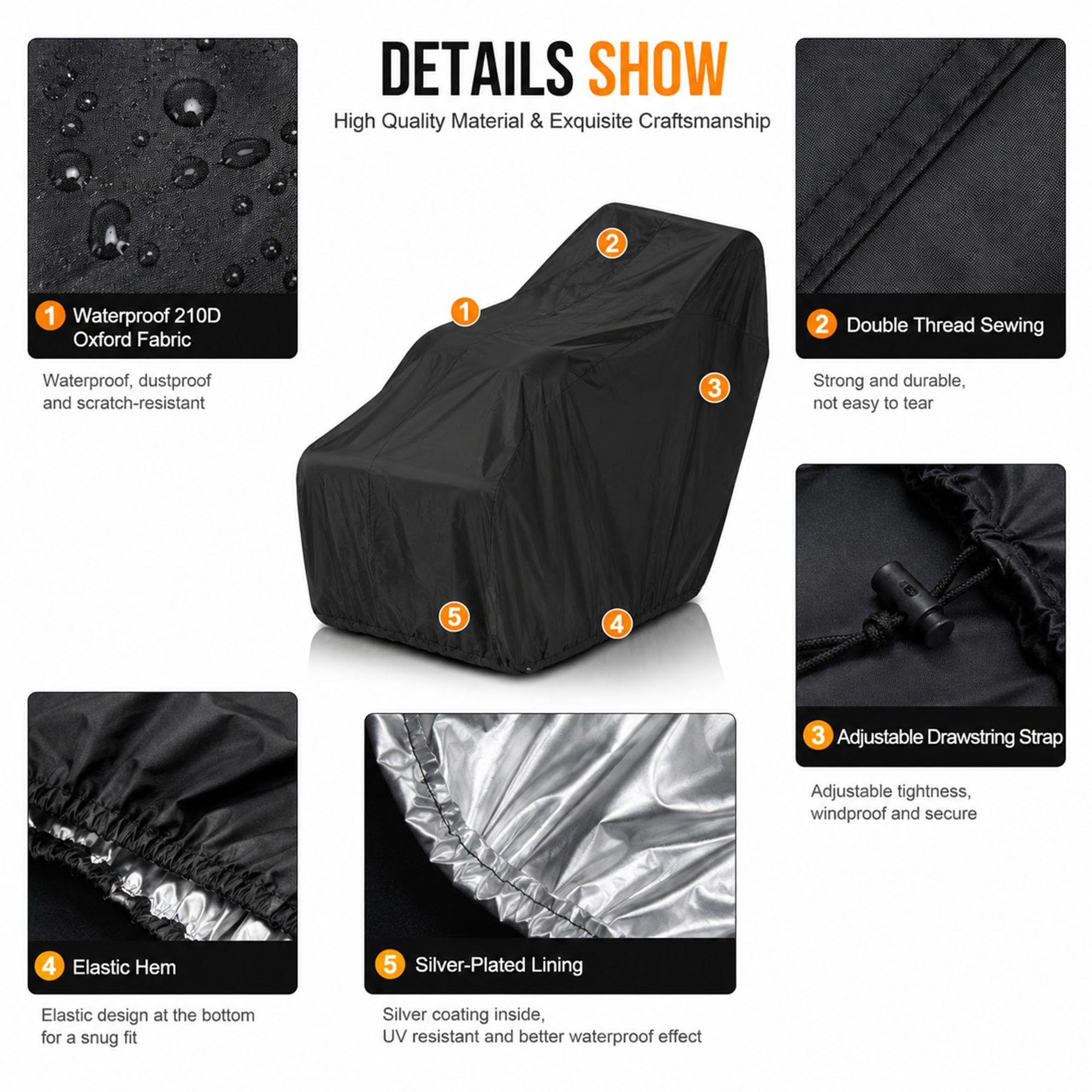 Funda Quitanieves para Honda HSS1380 420D Impermeable Cubierta Protectora con Revestimiento Plateado Resistente a Rayos UV Climáticas