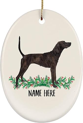 Funny Plott Hound Black Brindle - Adornos ovalados de cerámica para árbol de Navidad 2024