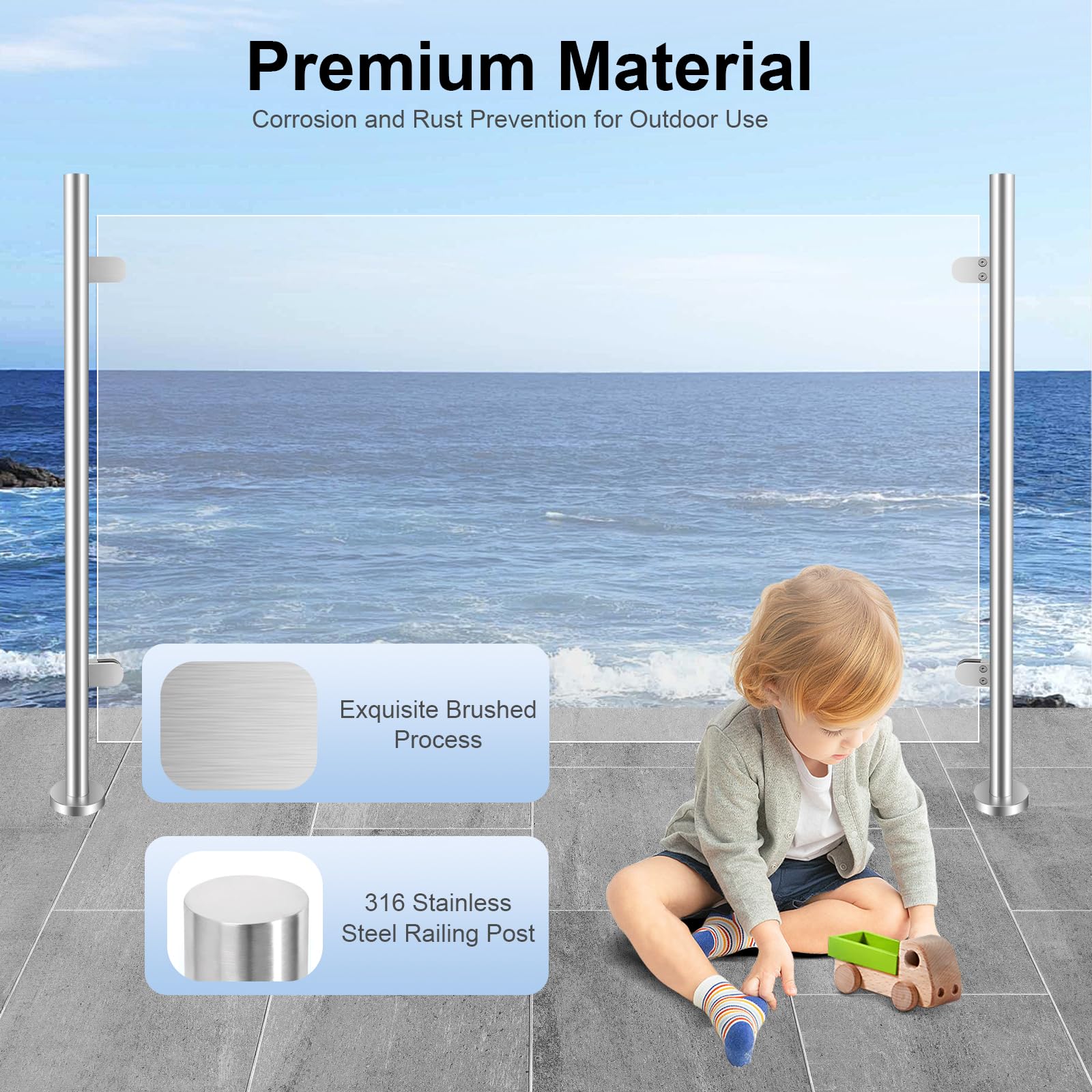 Geländerpfosten Edelstahl 110cm - Modernes Glasgeländer-System Für Balkon & Treppen