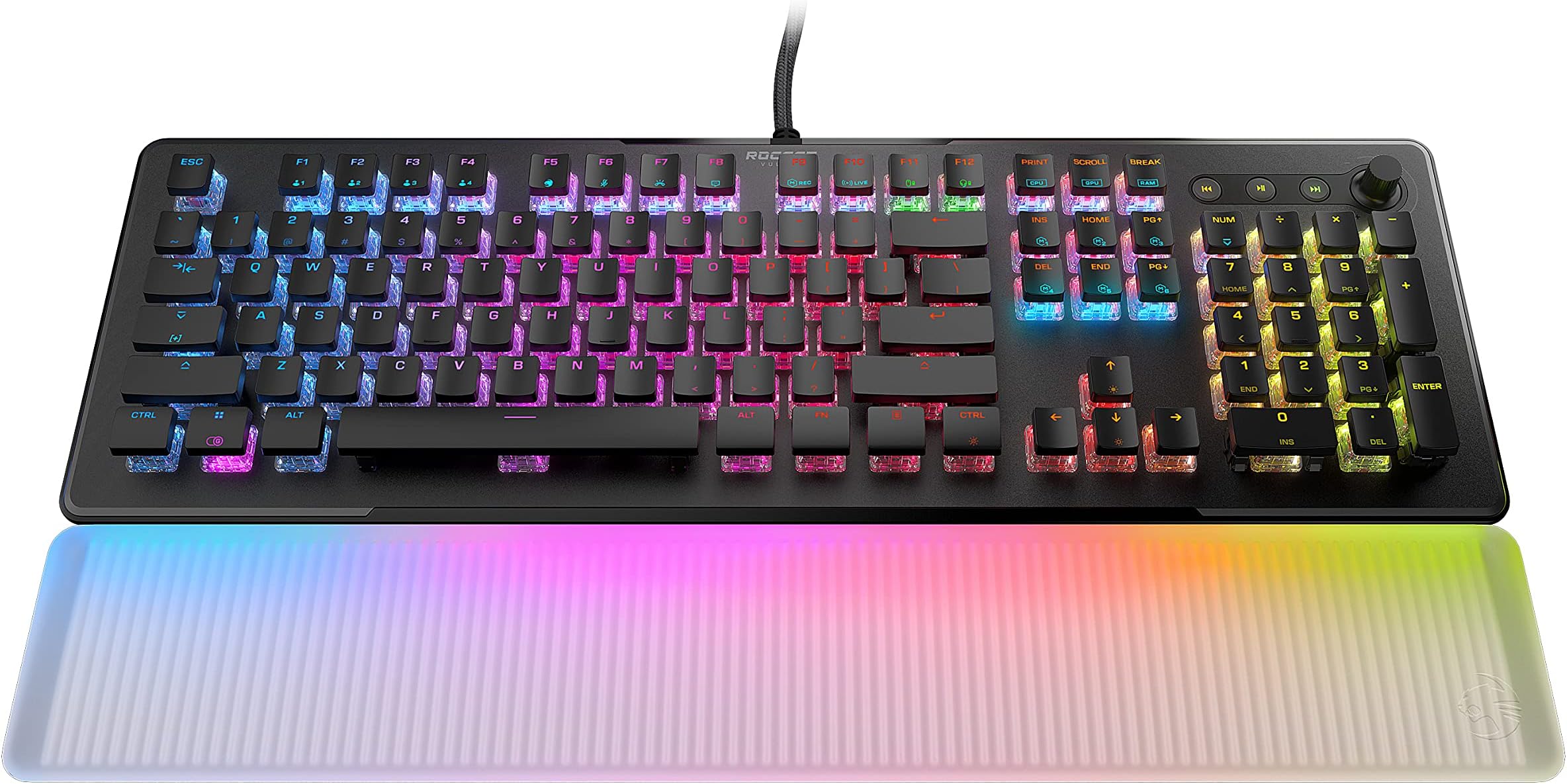 Vulcan II Max – Optical-Mechanical PC Gaming Keyboard with Customizable RGB Illuminated Keys and Palm Rest, Titan II Tactile Linear Switches, Aluminum Plate, 100M Keystroke Durability – Black