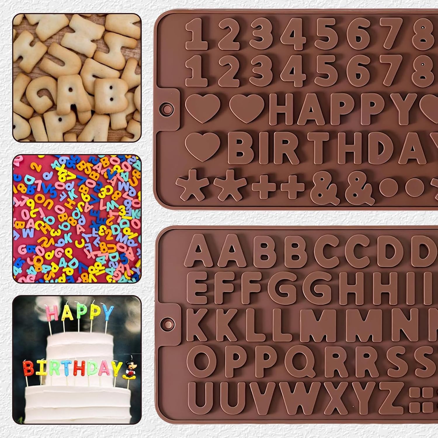 2 Pcs Chocolate Molds Silicone, Number Letter Molds for Chocolate